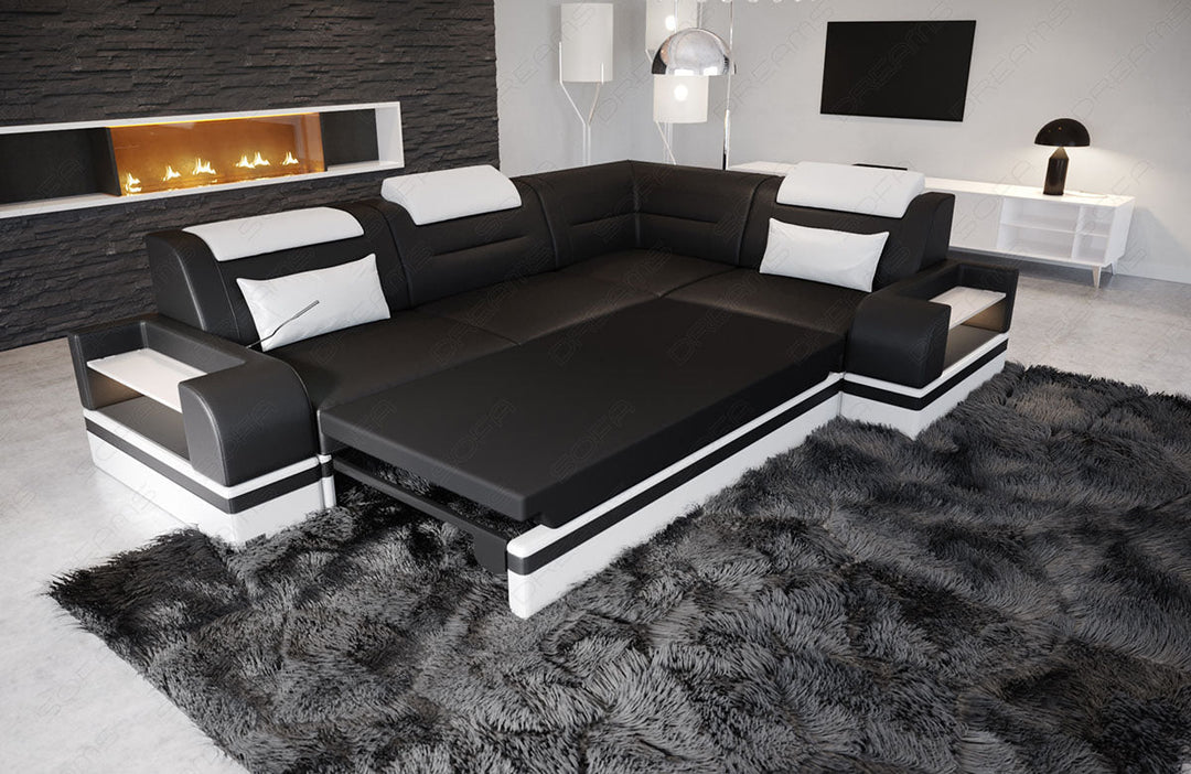 Detailbild der optional erhÃ¤ltlichen Schlaffunktion beim Sofa Trivento L Form