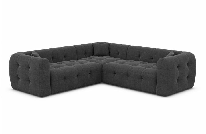 Moderne Eckcouch Sevilla L Form mit Strukturstoff Bezug - Anthrazit