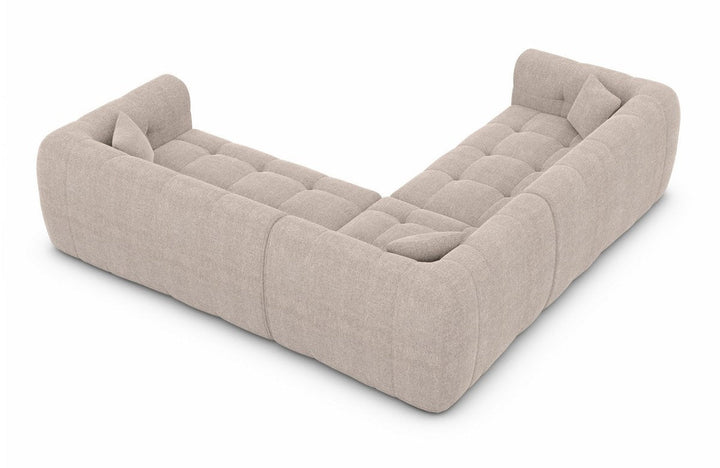 Moderne Eckcouch Sevilla L Form mit Strukturstoff Bezug - Beige