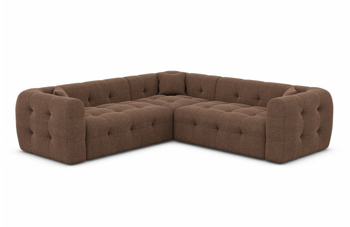 Moderne Eckcouch Sevilla L Form mit Strukturstoff Bezug - Braun