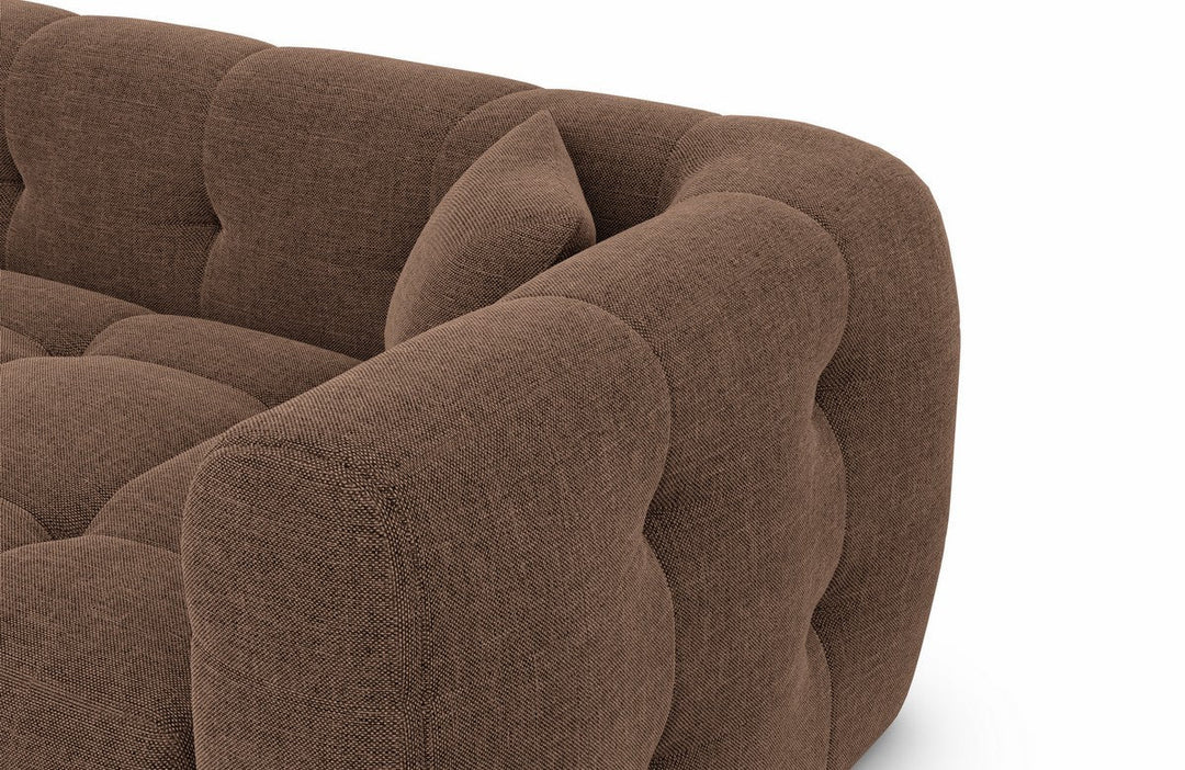 Moderne Eckcouch Sevilla L Form mit Strukturstoff Bezug - Braun - Detailansicht
