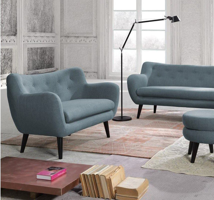 Sofagarnitur 3+2+1 KÃ¶ln blau Polsterbezug mit optionalen Hocker