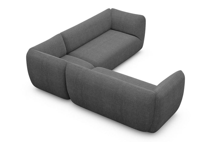 Luxus Polster Ecksofa Madrid L Form mit Strukturstoff Bezug - Anthrazit