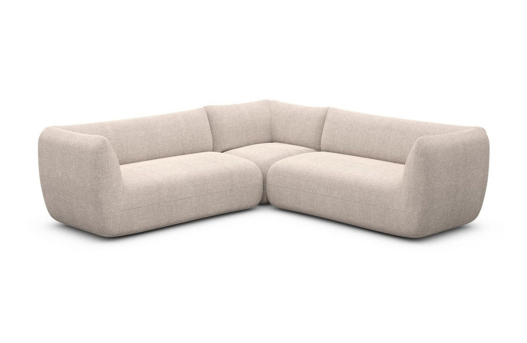 Luxus Polster Ecksofa Madrid L Form mit Strukturstoff Bezug - Beige