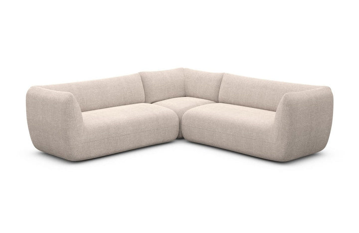 Luxus Polster Ecksofa Madrid L Form mit Strukturstoff Bezug - Beige