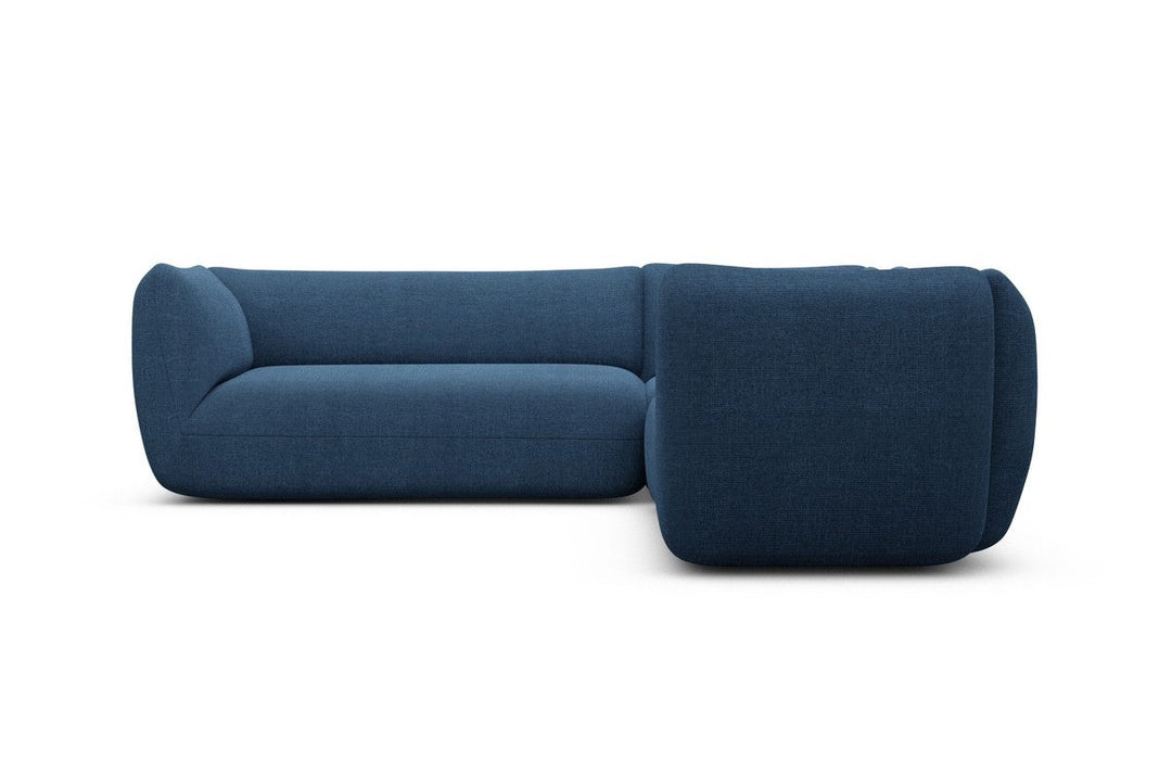 Luxus Polster Ecksofa Madrid L Form mit Strukturstoff Bezug - Blau