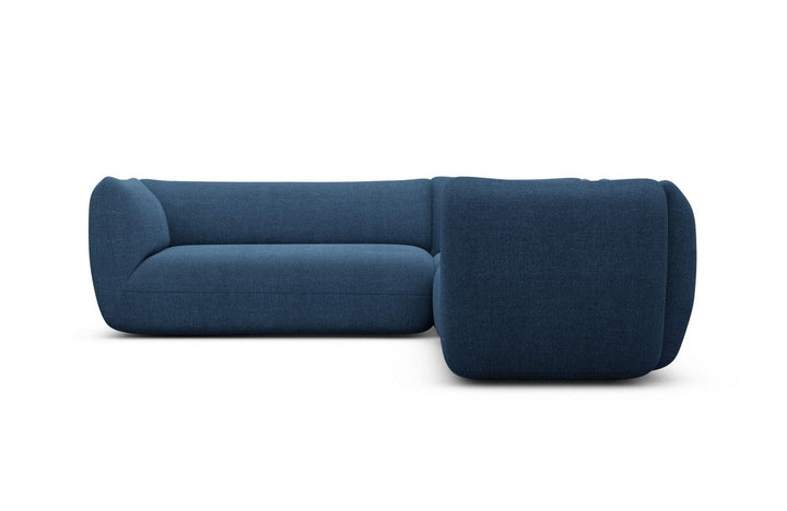 Luxus Polster Ecksofa Madrid L Form mit Strukturstoff Bezug - Blau