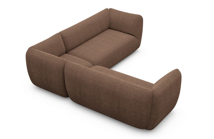 Luxus Polster Ecksofa Madrid L Form mit Strukturstoff Bezug - Braun