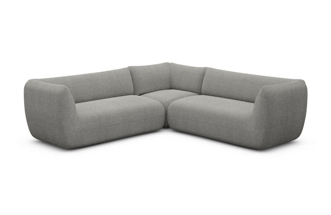 Luxus Polster Ecksofa Madrid L Form mit Strukturstoff Bezug - Dunkelgrau