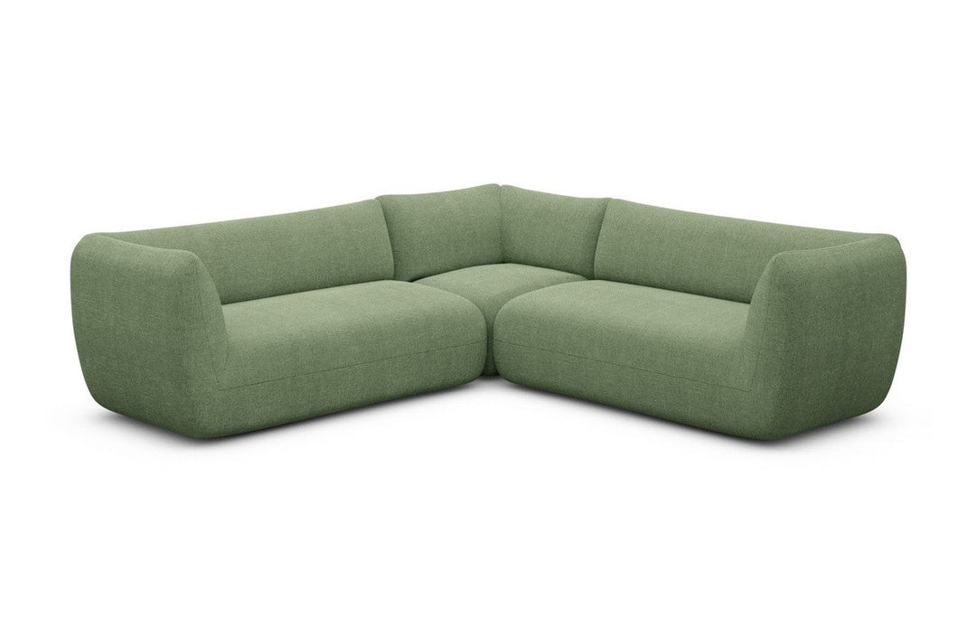 Luxus Polster Ecksofa Madrid L Form mit Strukturstoff Bezug - Gr?¬n