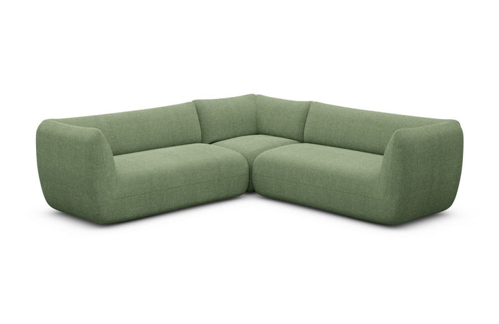 Luxus Polster Ecksofa Madrid L Form mit Strukturstoff Bezug - Gr?¬n