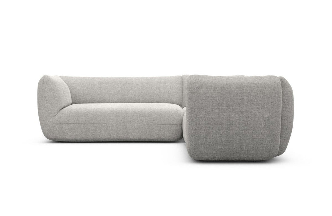 Luxus Polster Ecksofa Madrid L Form mit Strukturstoff Bezug - Hellgrau
