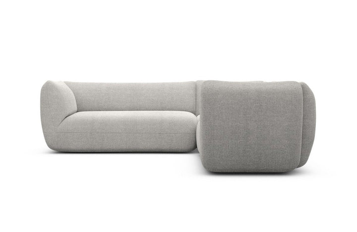 Luxus Polster Ecksofa Madrid L Form mit Strukturstoff Bezug - Hellgrau