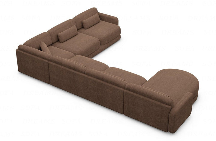 Design Polster Wohnlandschaft Valencia XXL mit Strukturstoff Bezug - Braun