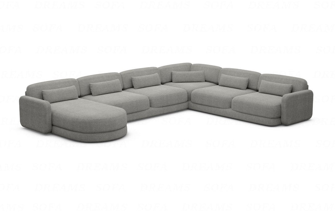 Design Polster Wohnlandschaft Valencia XXL mit Strukturstoff Bezug - Dunkelgrau