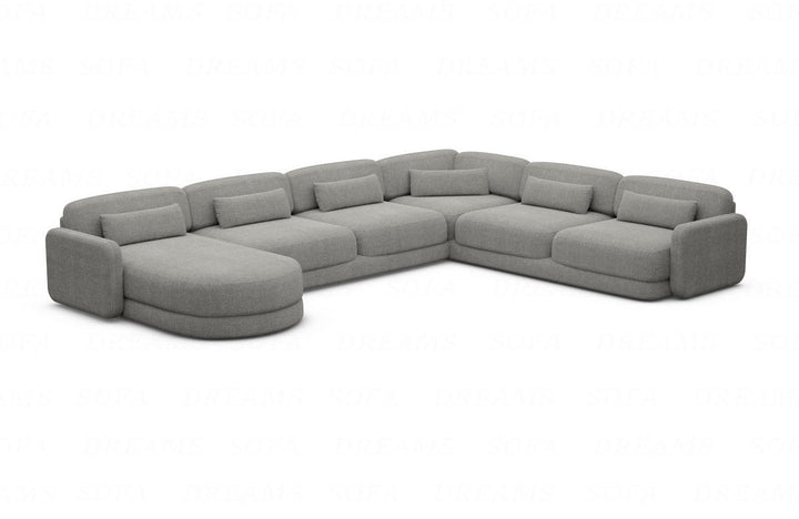 Design Polster Wohnlandschaft Valencia XXL mit Strukturstoff Bezug - Dunkelgrau