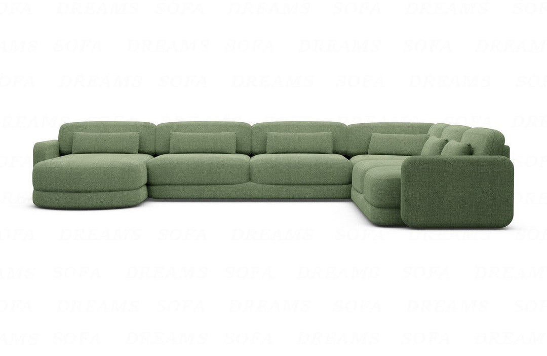 Design Polster Wohnlandschaft Valencia XXL mit Strukturstoff Bezug - Gr?¬n