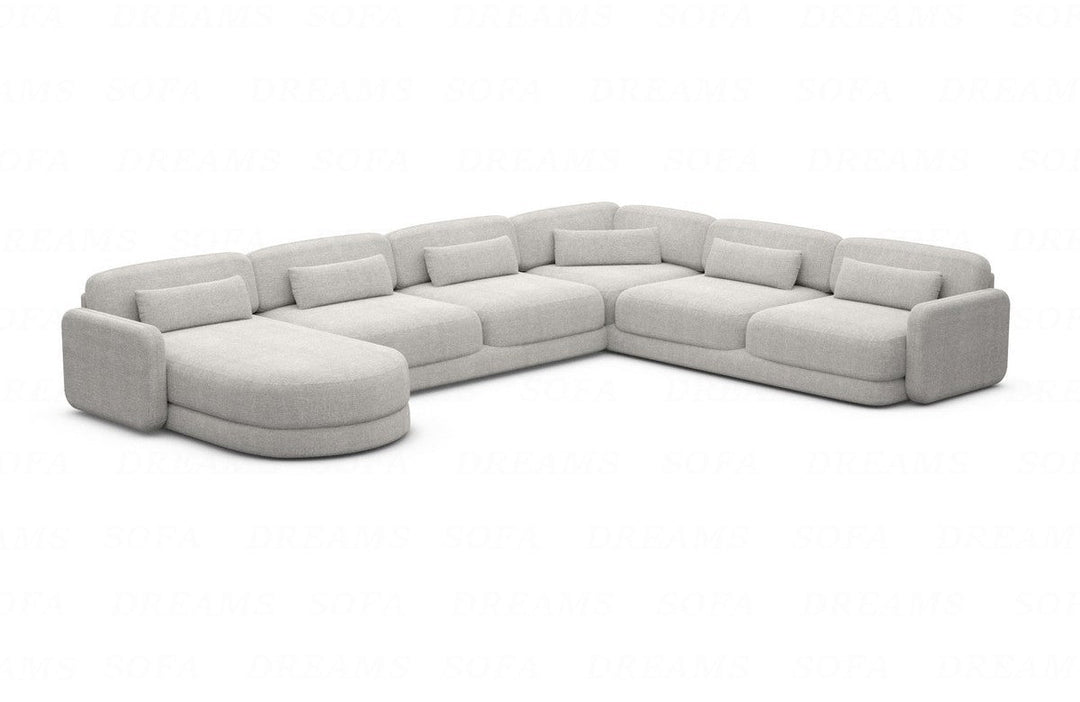 Design Polster Wohnlandschaft Valencia XXL mit Strukturstoff Bezug - Hellgrau