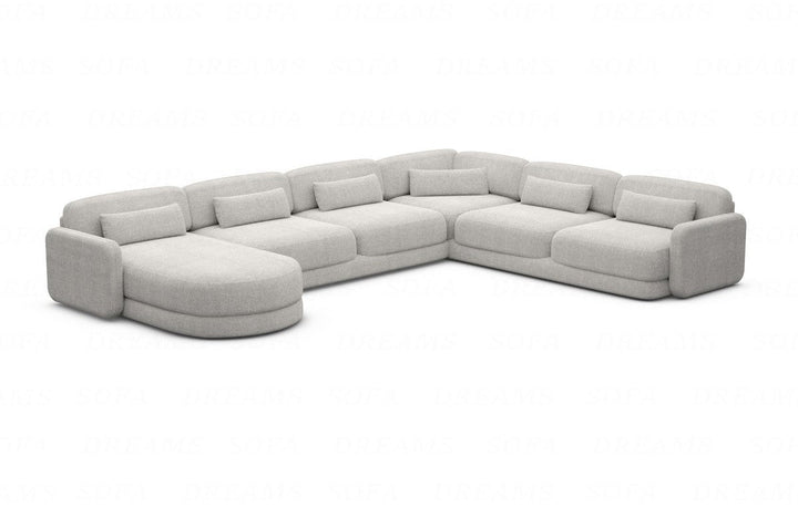 Design Polster Wohnlandschaft Valencia XXL mit Strukturstoff Bezug - Hellgrau