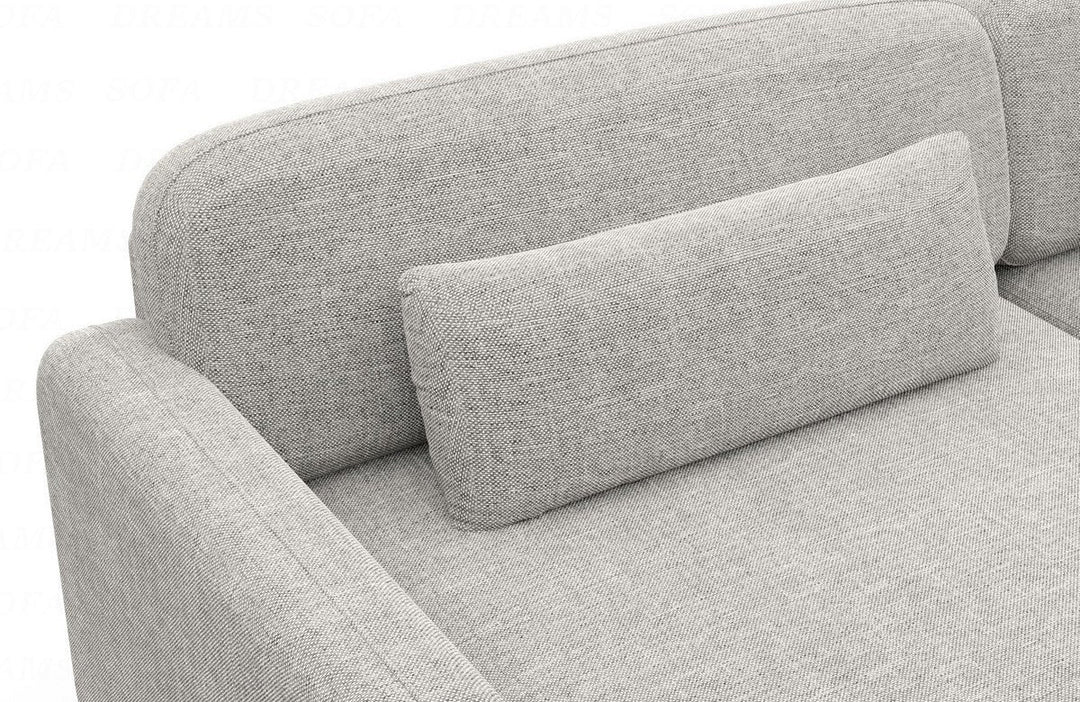 Design Polster Wohnlandschaft Valencia XXL mit Strukturstoff Bezug - Hellgrau - Detailansicht