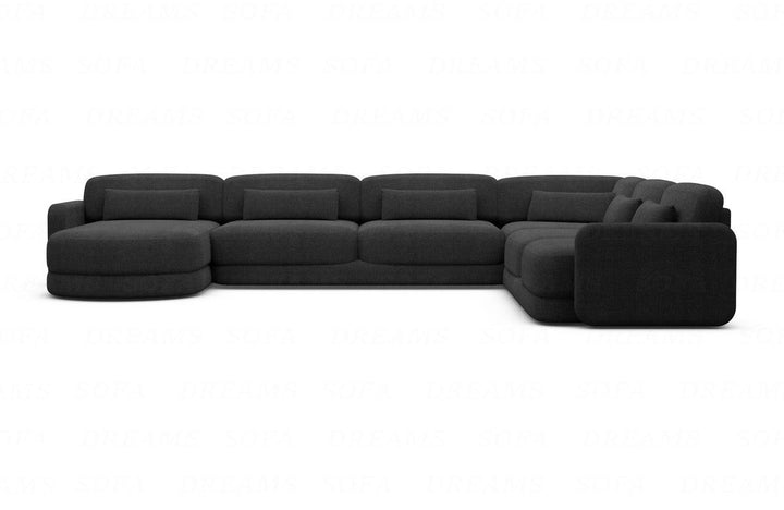 Design Polster Wohnlandschaft Valencia XXL mit Strukturstoff Bezug - Schwarz