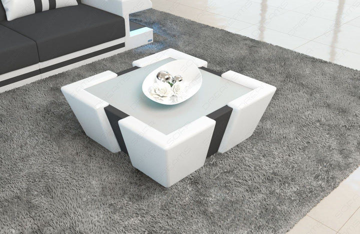 Stoff Couchtisch Apollonia in dunkelgrau - Mineva8 Mikrofaser Stoff