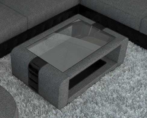 Stoff Couchtisch Bellagio in grau - Hugo5 Strukturstoff