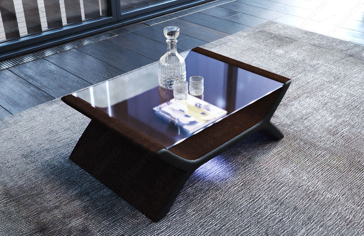 Moderner Stoff Couchtisch Calabria in braun - Hugo8