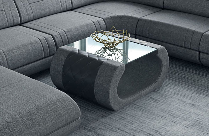 Stoff Couchtisch Rimini in grau - Hugo5 Strukturstoff