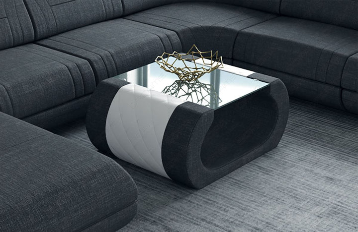 Stoff Couchtisch Rimini in schwarz - Hugo14 Strukturstoff