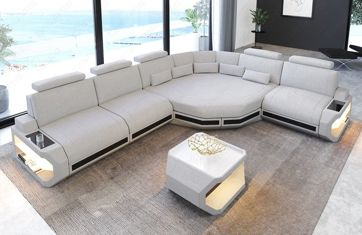 Polster Eck Couch Asti L Form in macchiato - Hugo2 / optional sind Couchtisch und USB-AnschlÃ¼sse bestellbar