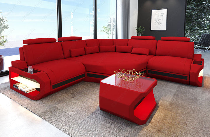 Design Stoffsofa Asti L Mini mit Mikrofaser Stoffbezug in rot - Mineva20