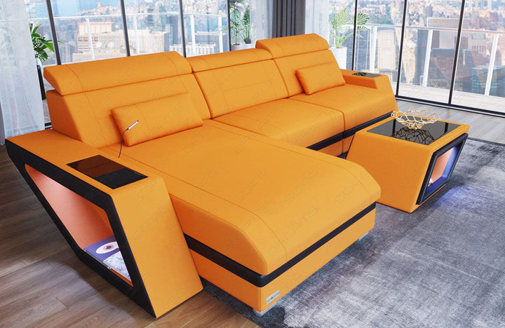 Modernes Stoff Ecksofa Catania L Form in apricot - Mineva16