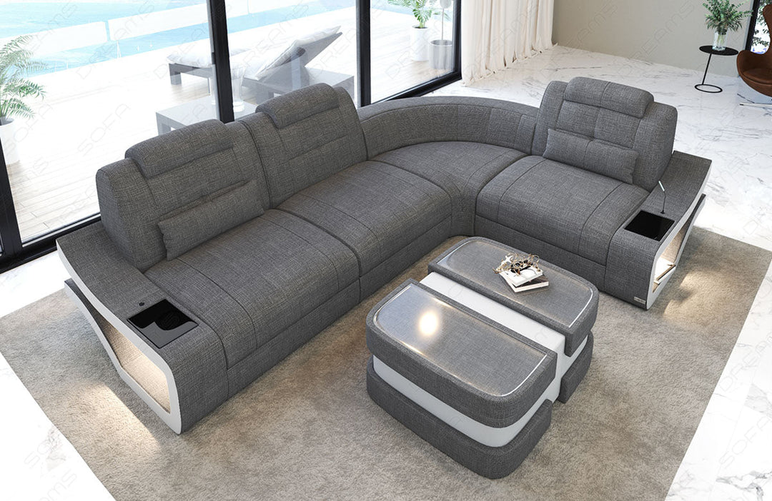 Polster Ecksofa Elena L Form in grau - Hugo5 - Nebenfarbe weiÃŸ