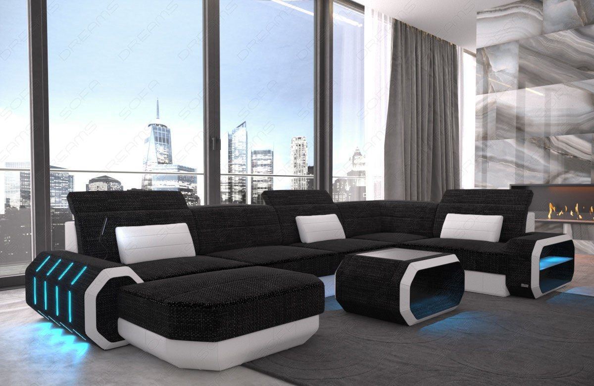U Shape Sofa Rome Led Mini Fabric Sofa