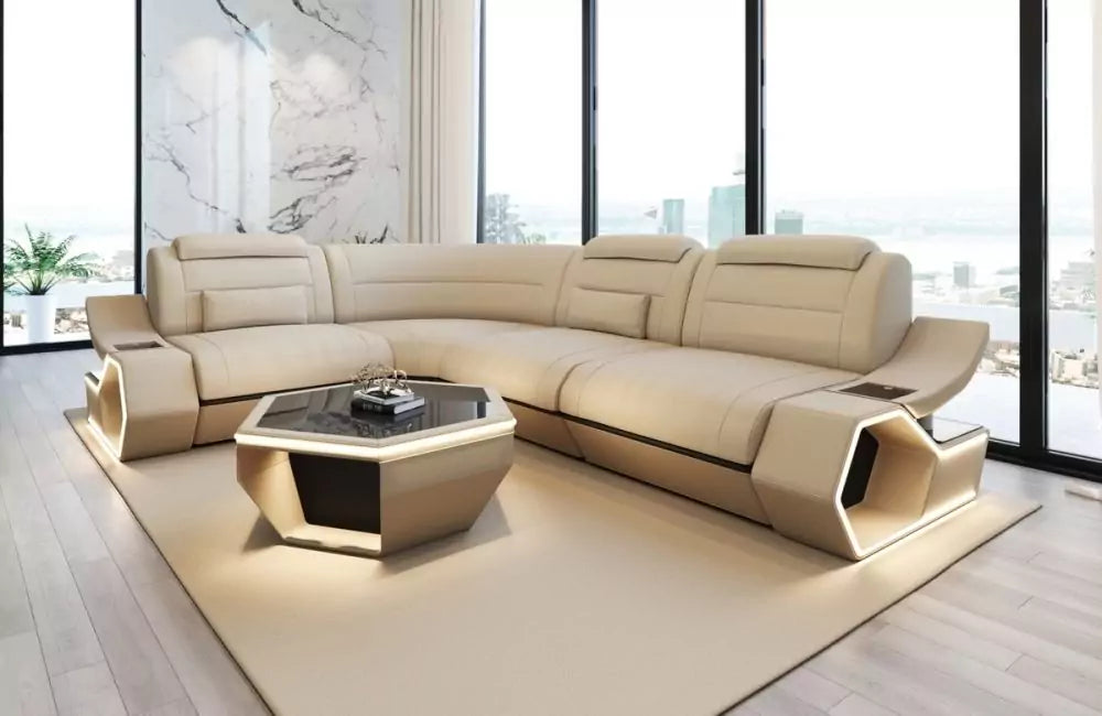 Pescara L-shaped corner sofa in fabric - style and comfort