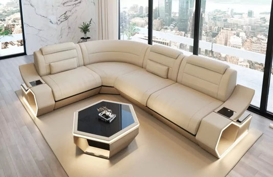 Pescara L-shaped corner sofa in fabric - style and comfort