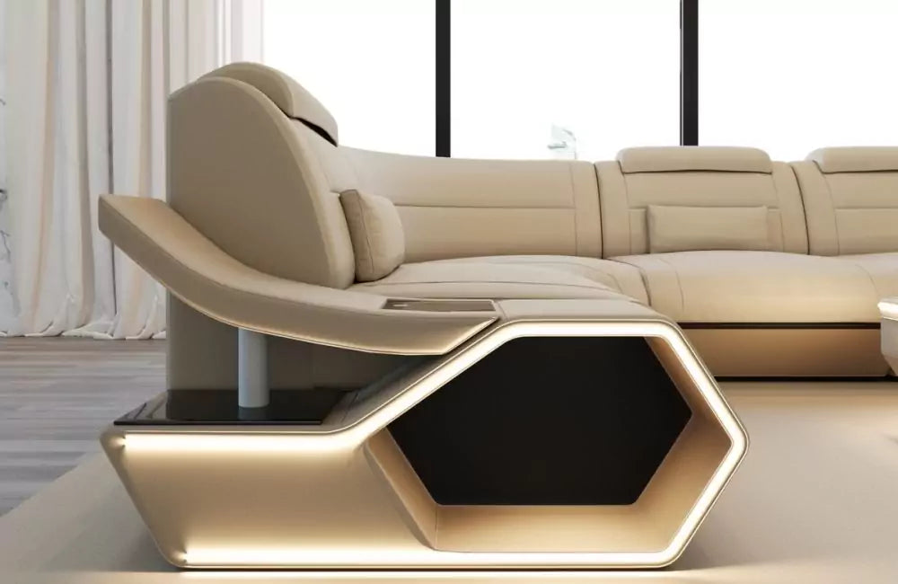 Pescara L-shaped corner sofa in fabric - style and comfort