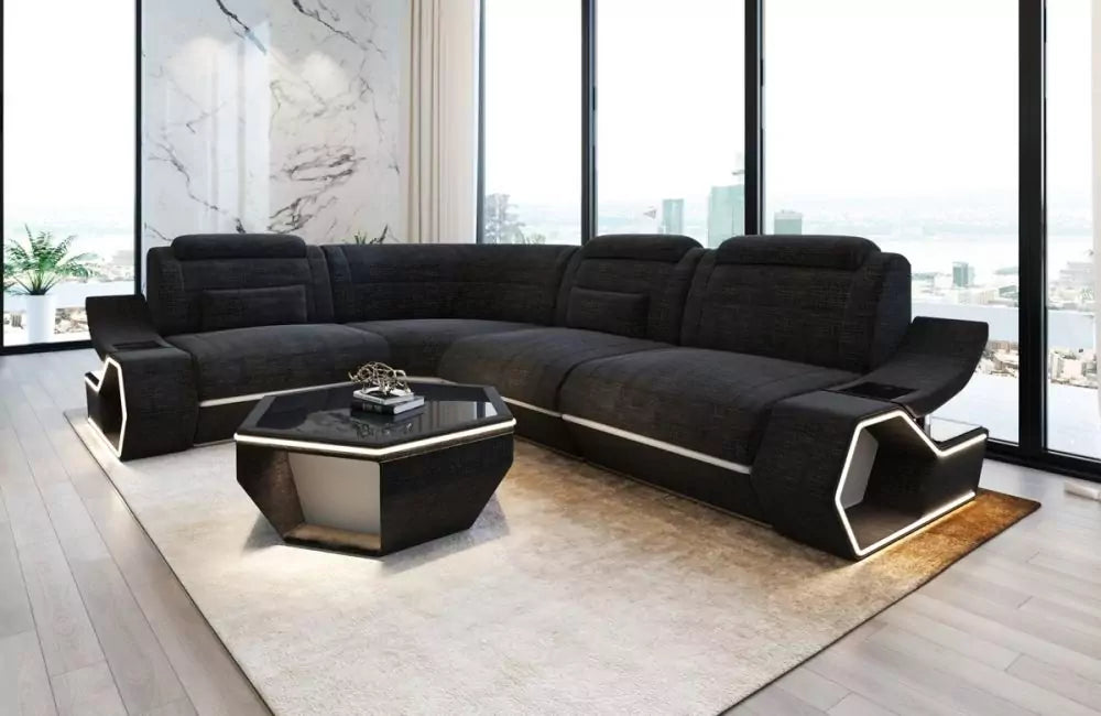 Pescara L-shaped corner sofa in fabric - style and comfort