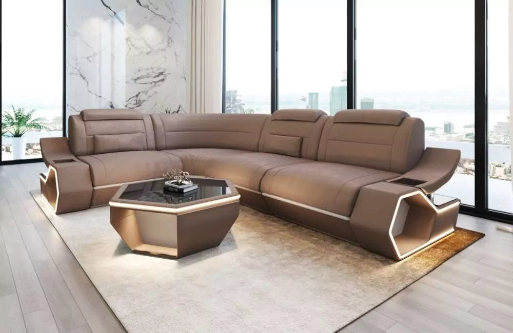 Pescara L-shaped corner sofa in fabric - style and comfort