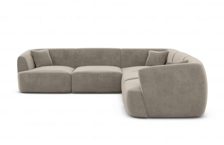 Designer Polsterstoff Ecksofa Tabarca L Form mit Samtstoff Bezug in Grau