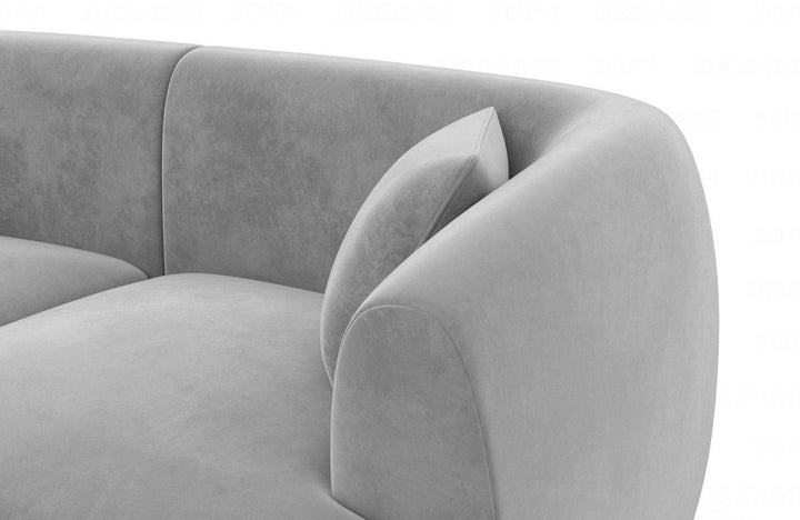 Designer Polsterstoff Ecksofa Tabarca L Form mit Samtstoff Bezug in Hellgrau