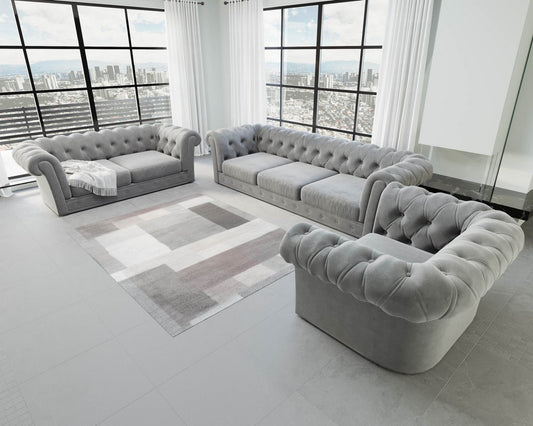 Velvet Sofa Set Vicenza 3-2-1