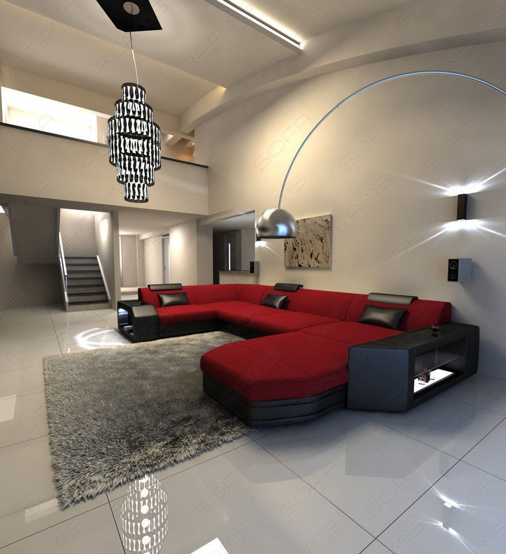 Polster Sofa Wohnlandschaft Presto U Form in rot - Mineva20