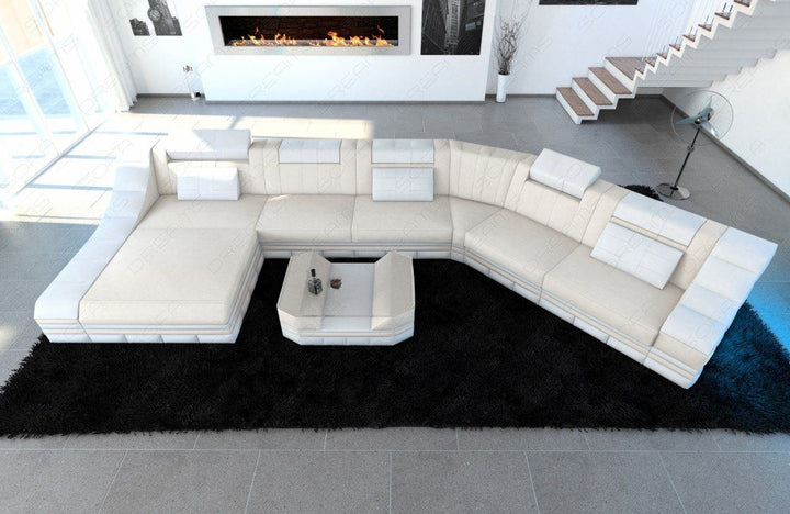 Design Stoff Wohnlandschaft Turino CL in elfenbein - Mineva1