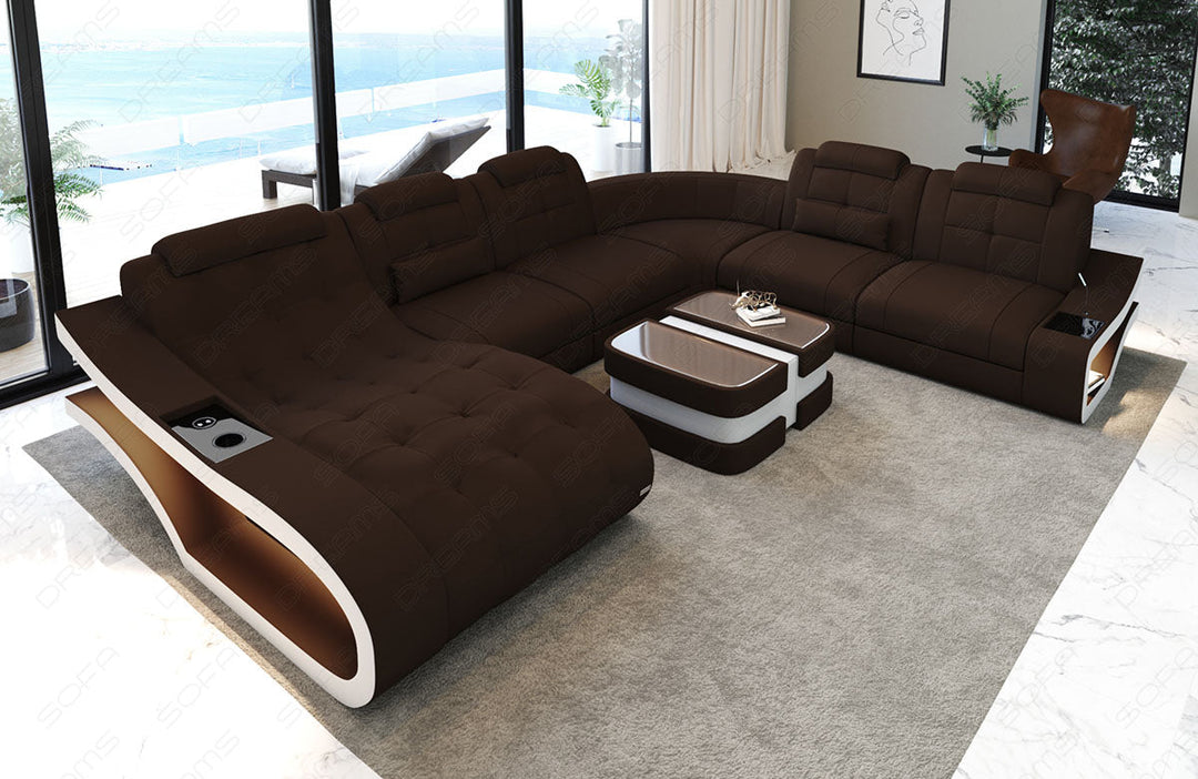 Mikrofaser Polster Wohnlandschaft Elegante XXL in dunkelbraun - Mineva7
