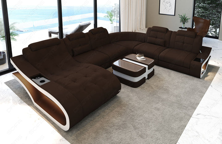 Mikrofaser Polster Wohnlandschaft Elegante XXL in dunkelbraun - Mineva7