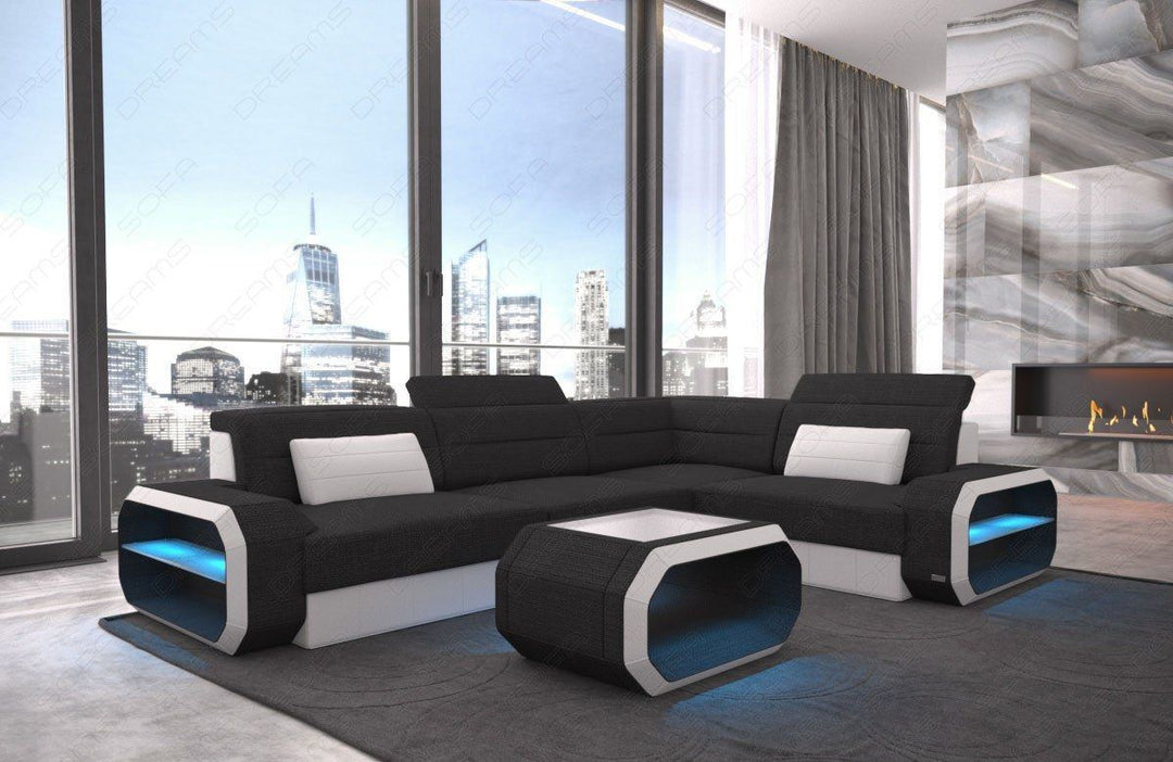 L Form Sofa Verona Mini mit Stoffbezug in schwarz - Hugo14