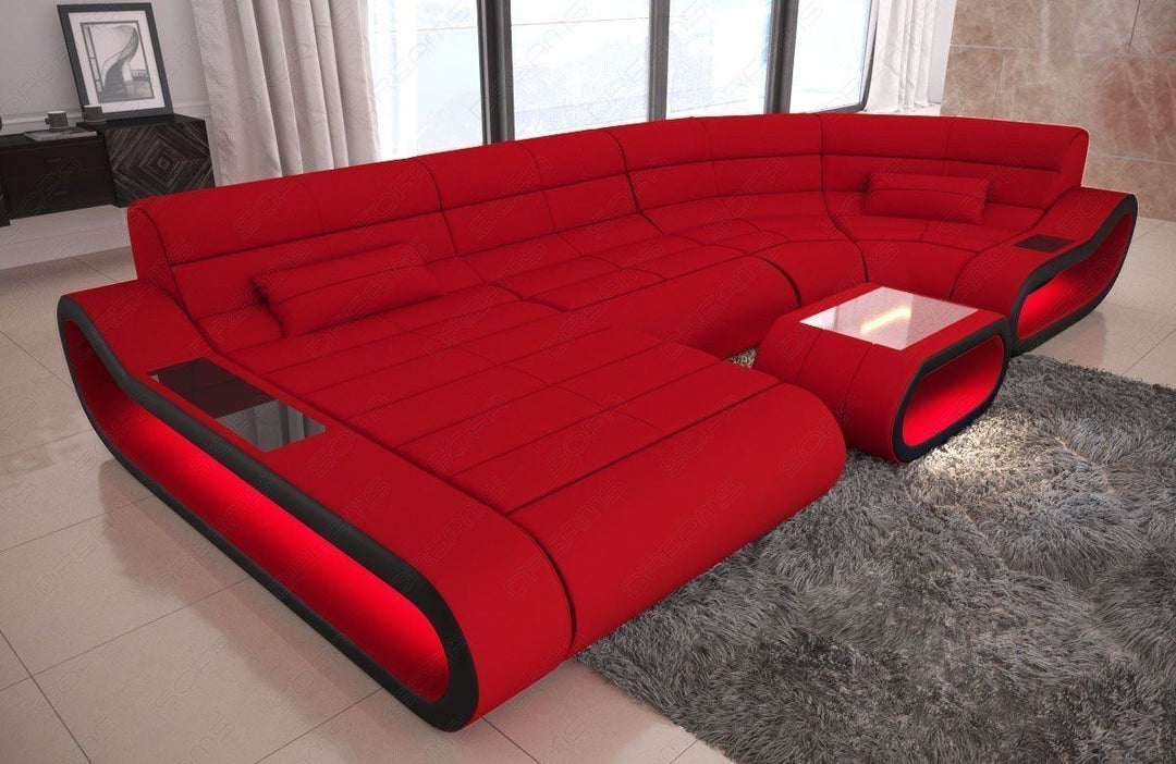 Stoff Wohnlandschaft Concept U Form in rot - Mineva20 Mikrofaser Stoff