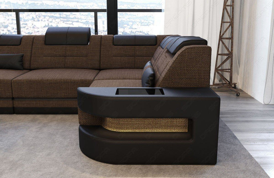 Couch Bezug Webstoff COMO U LED Beleuchtung - braun Hugo 8